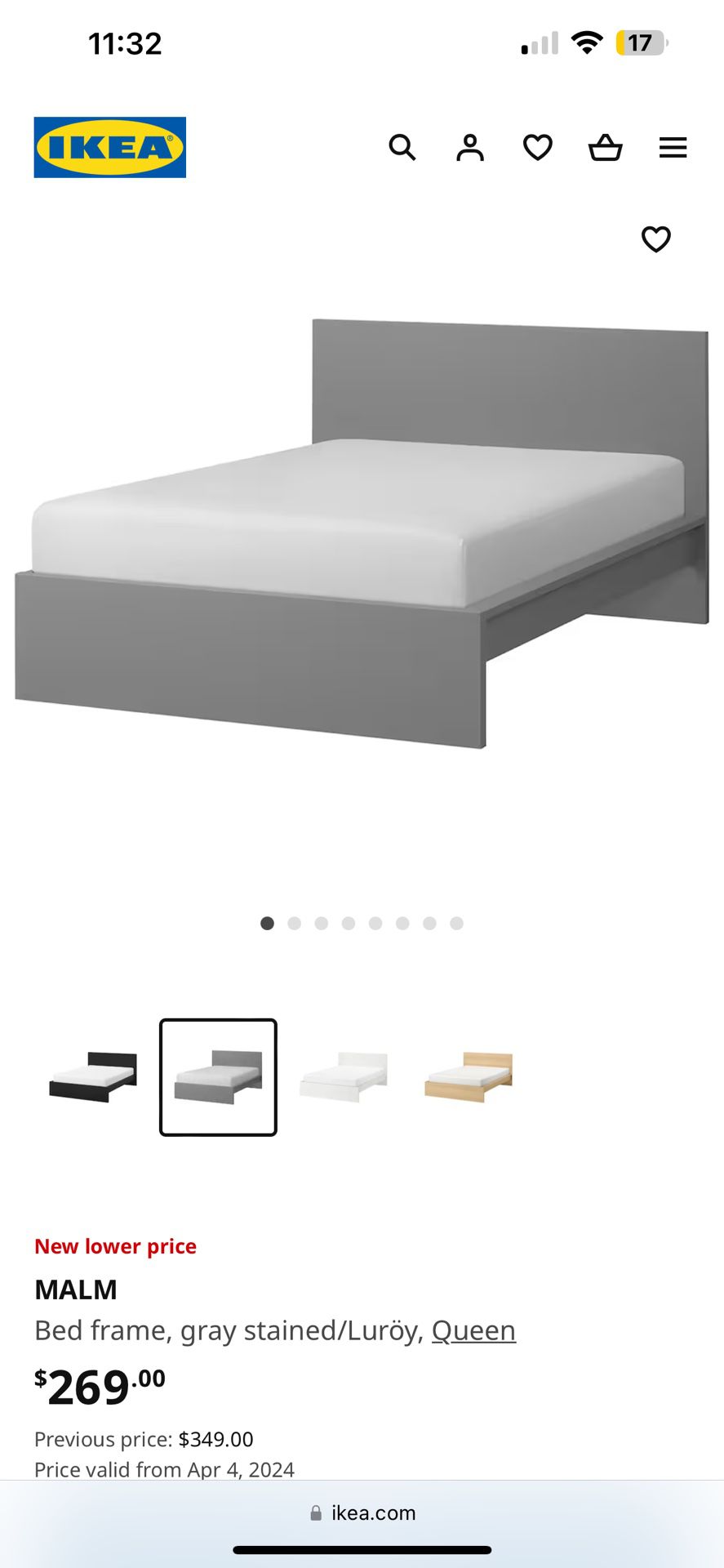 Grey IKEA Bed frame 