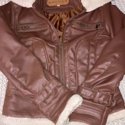 Y2K brown leather jacket 