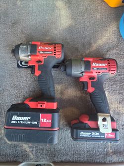 Bauer impact drill with a 20v 12a battery