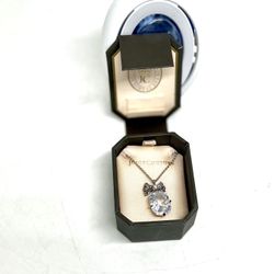 JUICY COUTURE💥NIB~LIMITED EDITION💥N Bow & Clear Drop Wish Silver Necklace 