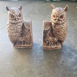 Vintage Ceramic Owl Bookends 