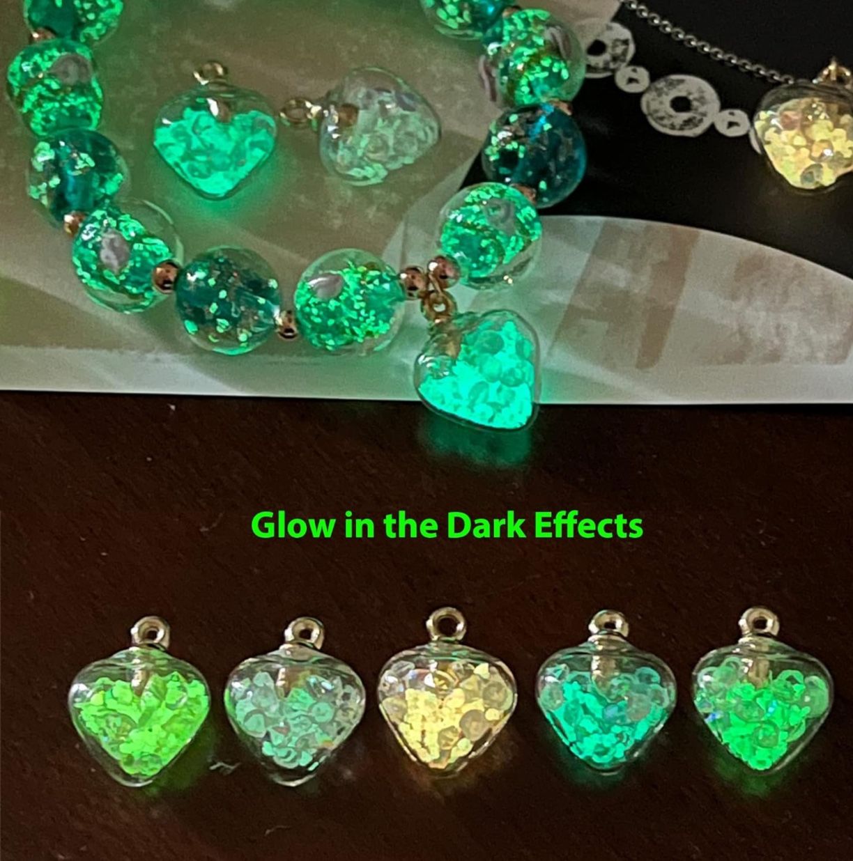 Glow N Dark Heart Shaped Necklace & Earring Set
