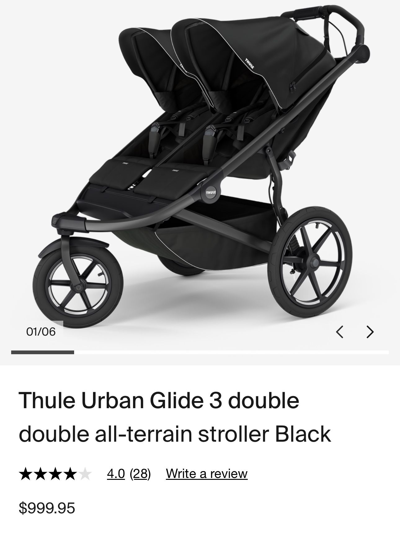 Thule Urban Glide 3 double double all-terrain stroller Black