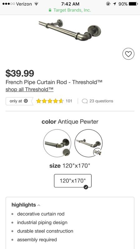 Target French Pipe Curtain Rod In Pewter Finish For Dallas Target French Pipe Curtain Rod In Pewter Finish