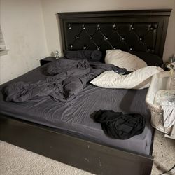 King Size Bed Frame W/ Mattress And Dresser 