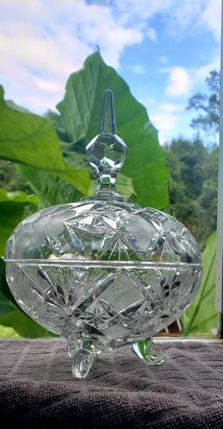 Antique Crystal Candy Dish with lid