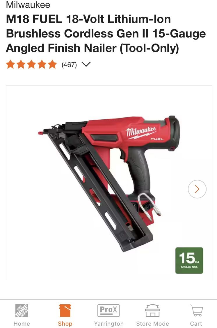 M18 FUEL Gen II 15-Gauge Angled Finish Nailer