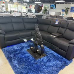 Black Reclining Sectional With Led Lights Only $999