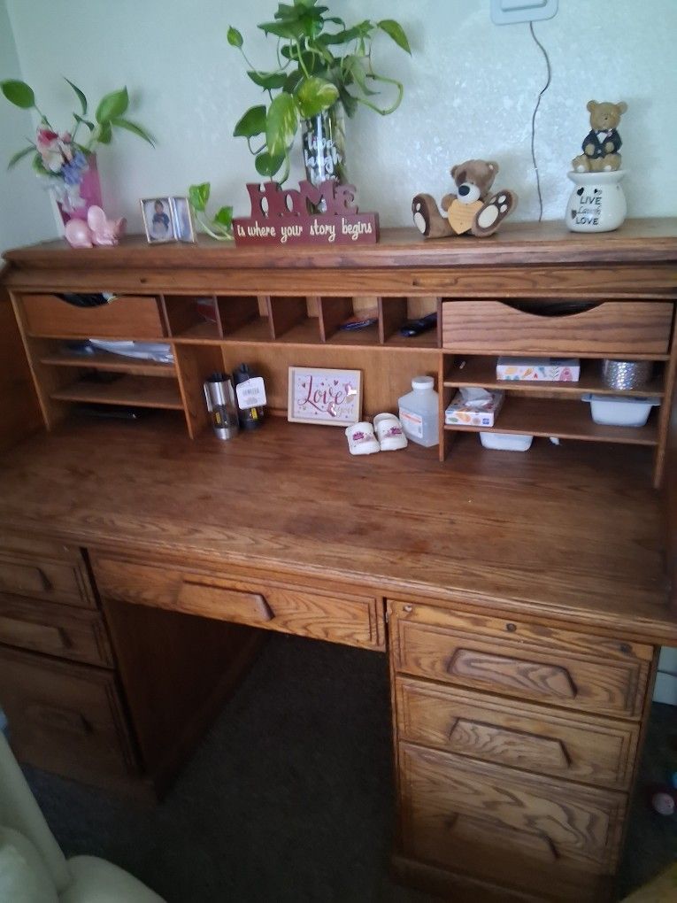 Heavy Wood Desk With Matching Chair
