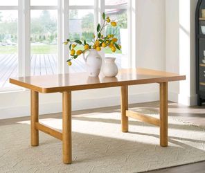 Better Homes & Gardens Adlin 70 in Rectangle Dining Table, Light Honey