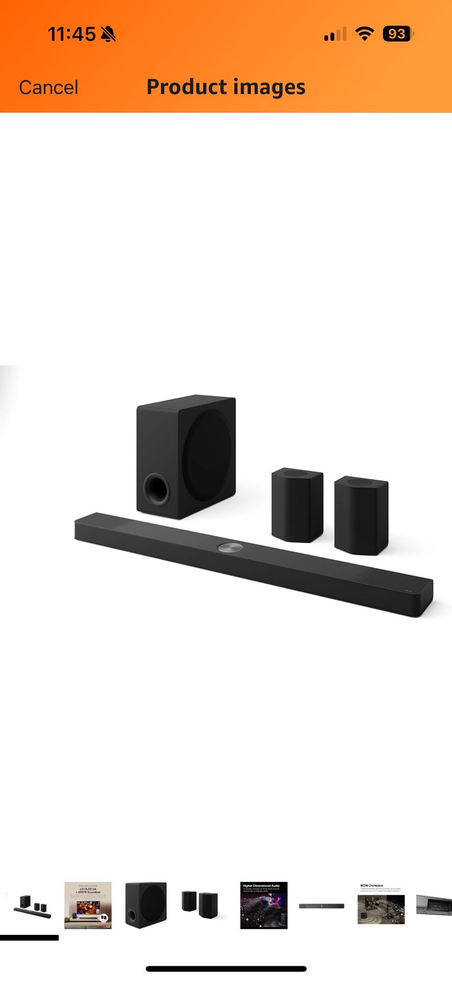 LG S95TR 9.1.5-Channel Soundbar Atmos Subwoofer Surrounds