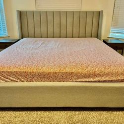 King Bed Frame with 2 Matching Nightstands