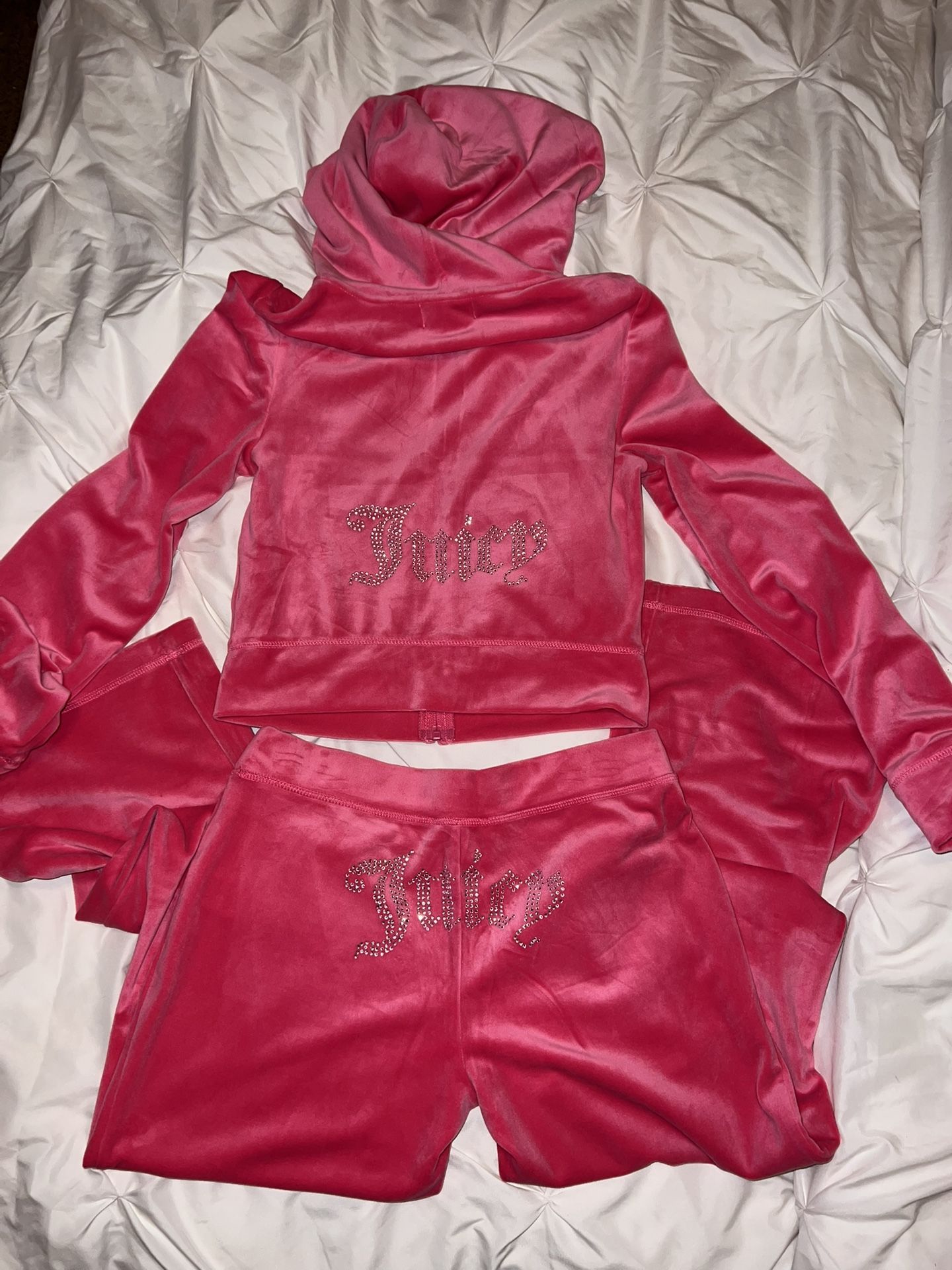 Sizes L Juicy Couture Y2K Velour Bling tracksuit set Hot Pink - New