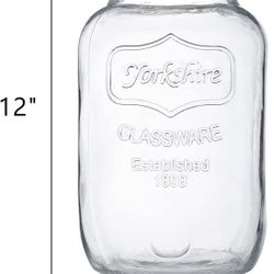 1 Gallons Mason Jar with Brushed Tin Lid, Large Glass Wide Mouth Canning Food Storage Containers for Kitchen Canning Cereal, Pasta, Sugar, Beans, Spic