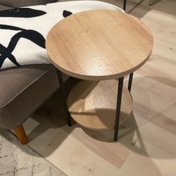 TARGET Wood and Metal Round Dorm End Table Natural - Room Essentials™: Modern Style, Steel Frame, 22.4" High