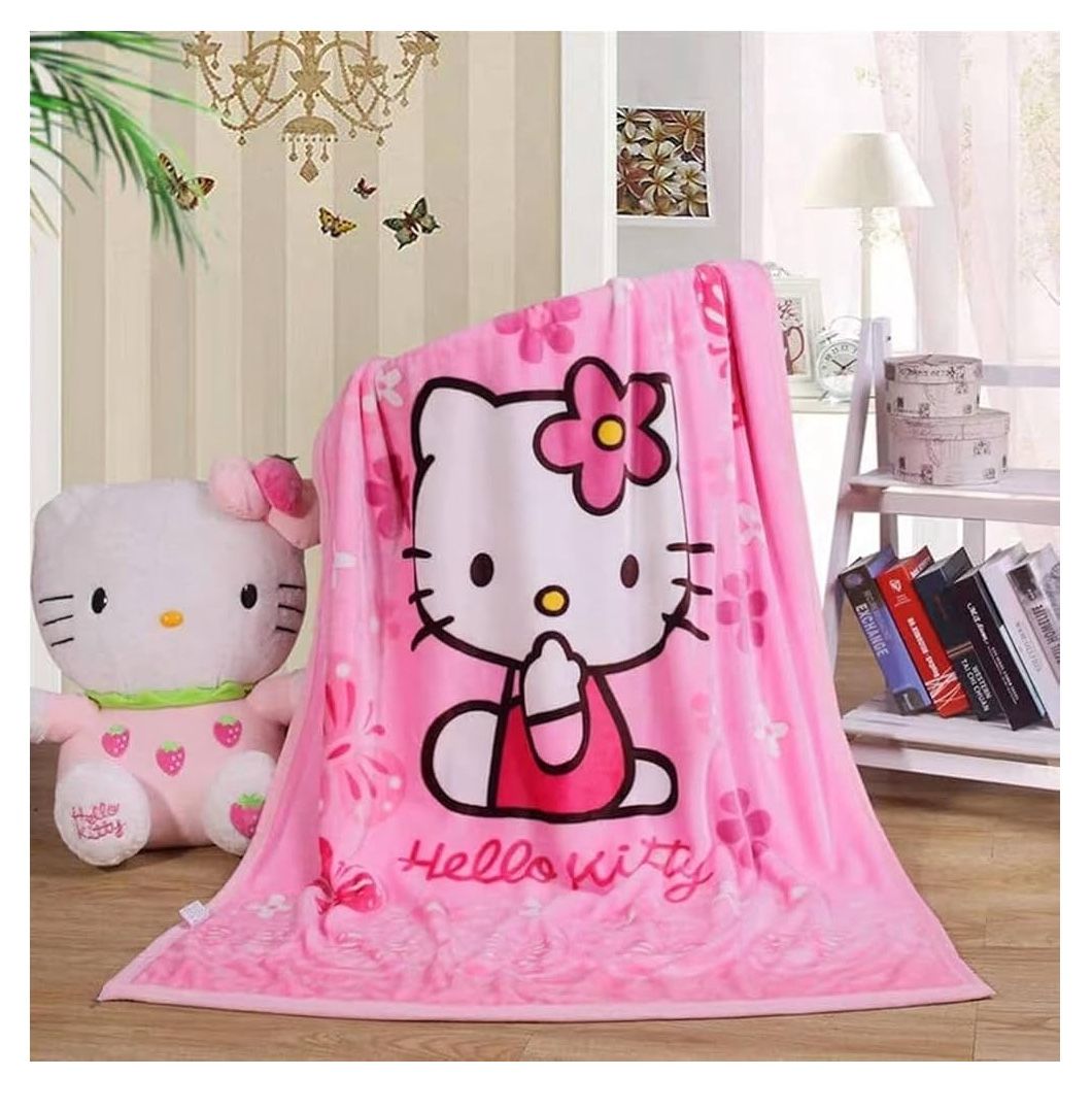 Super Soft Hello Kitty 55”X40” Throw Blanket. Pink/white