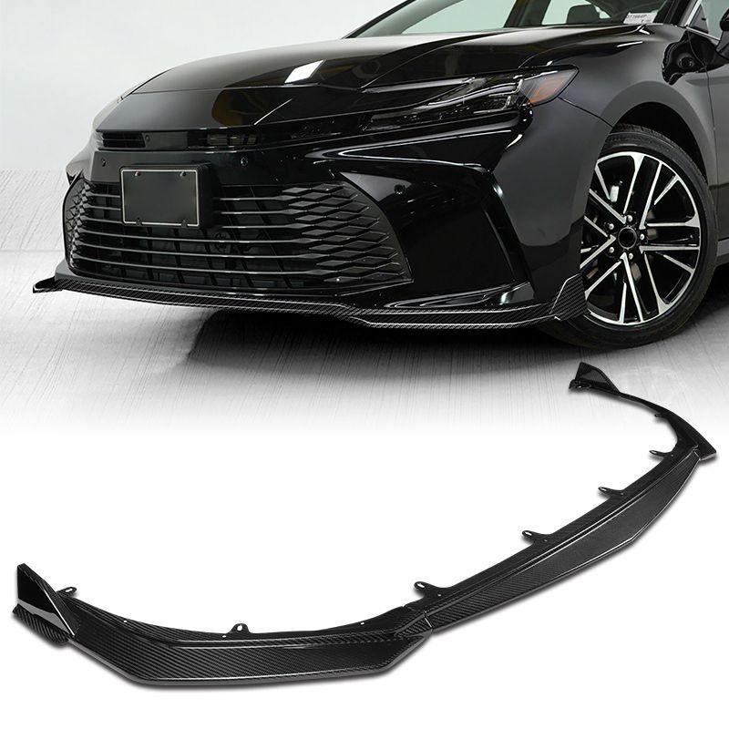 For 2025-2026 Toyota Camry LE XLE Carbon Fiber Front Bumper Lip Spoiler Splitter-(2-PU-202-R-RCF