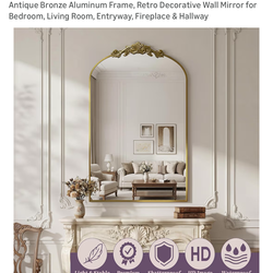 Antique Arched Wall Mirror – Vintage Bronze (24” x 36”)