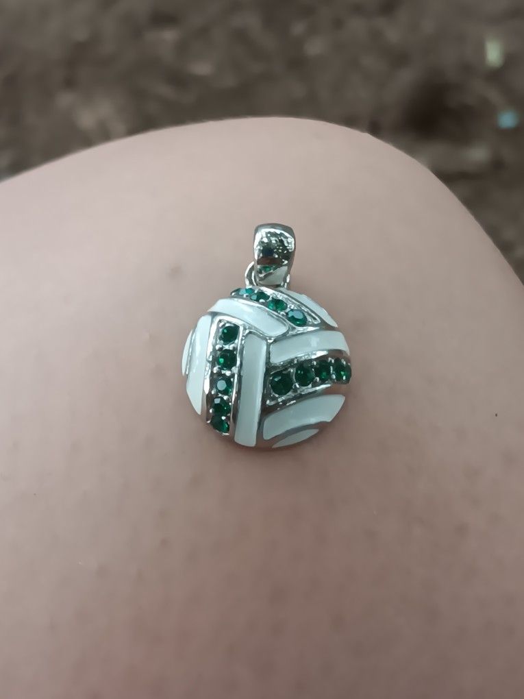 Emerald And Solid Silver Pendant