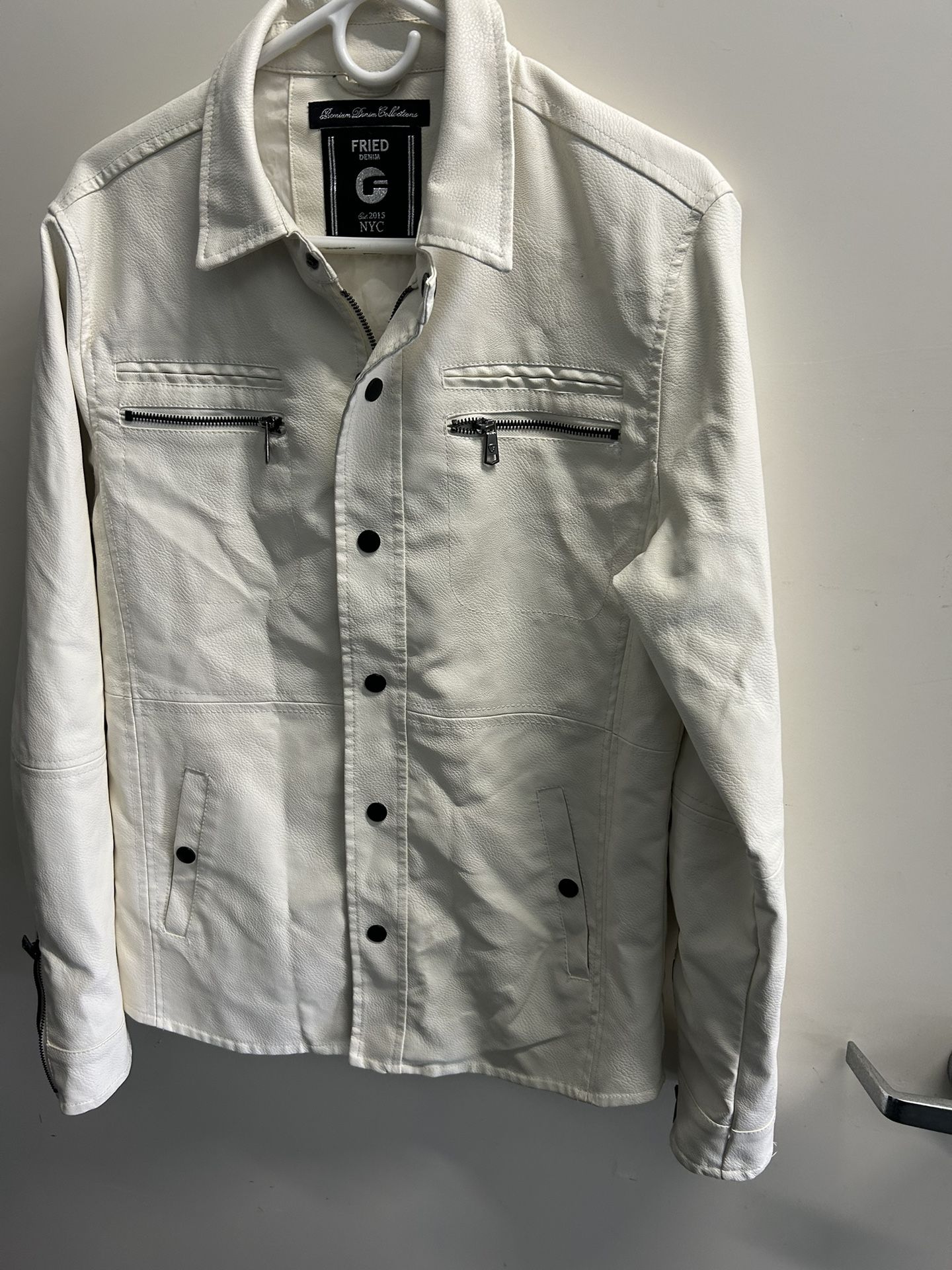 Fried Denim White pleather Jacket NYC premium denim collections - size Small