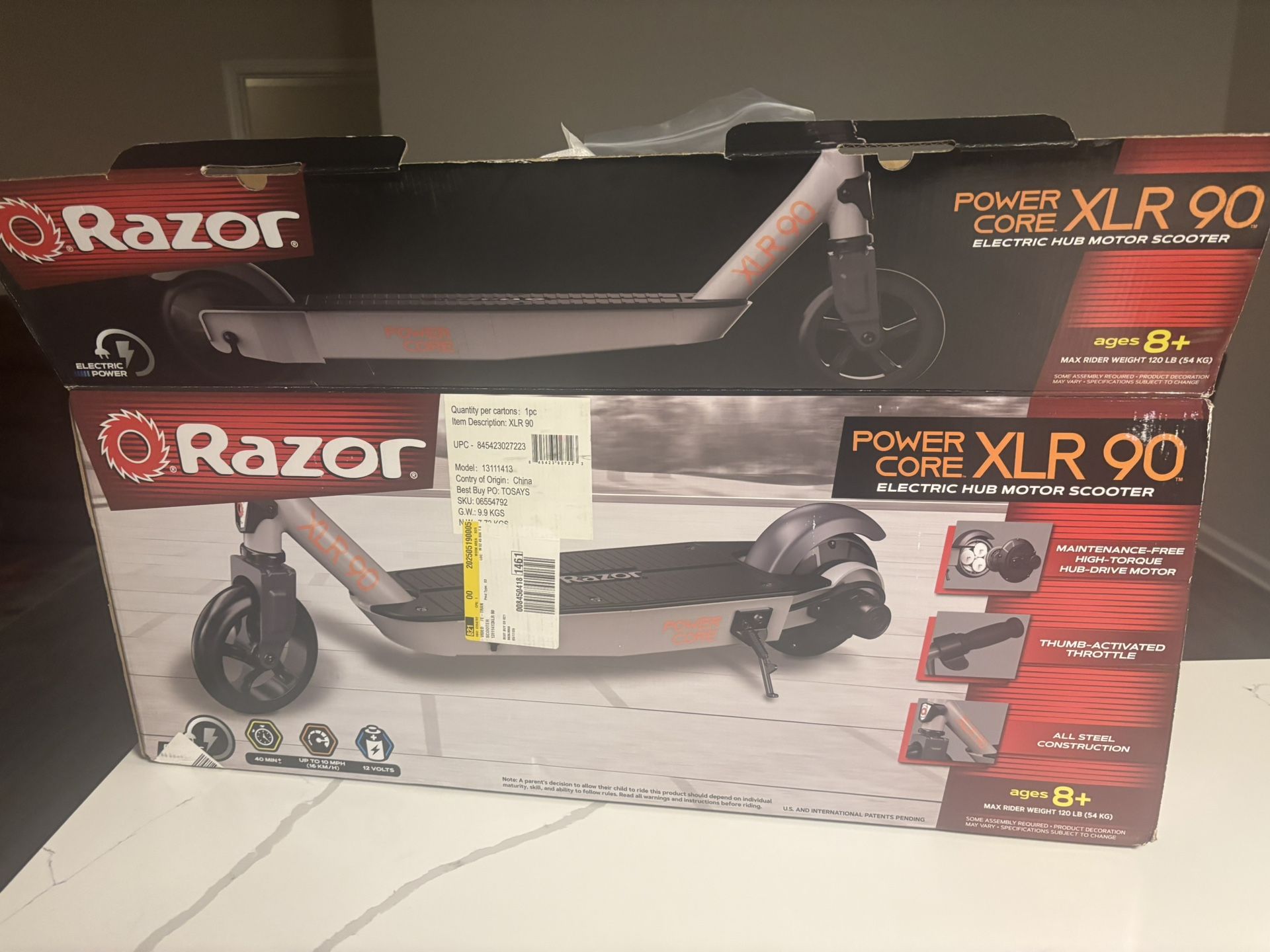 Razor XLR 90 E-Scooter ( Brand New) – Lightweight Durable Grey/Black Open Box