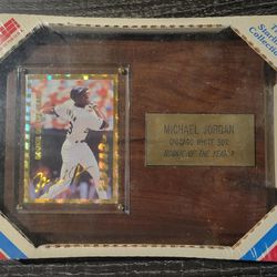 New Sealed Michael Jordan Baseball Card Rookie of the Year Plaque Chicago White Sox 