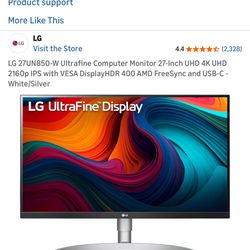 LG 27” 4K Monitor (27UN850-W) – IPS, USB-C – Excellent Condition