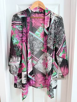 Travel Elements Tropical Print Kimono Cardigan
