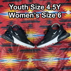 Nike Air Max 270 Shoes Youth 4.5Y Women’s 6 Black White 943345-001 Sneakers
