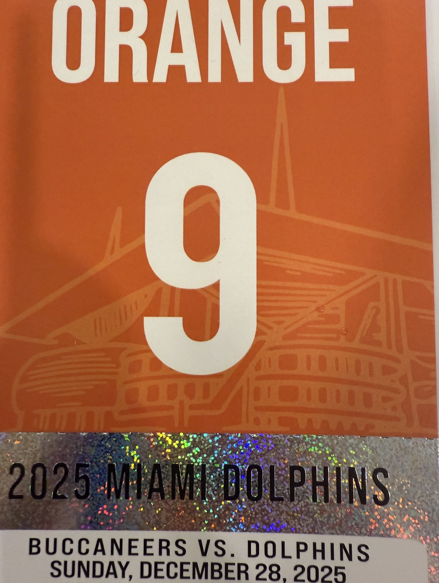 Orange Parking Pass - Dolphins v Buccs 12/28/25 Hard Rock Stadium