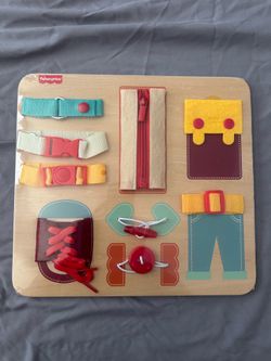 Fisher price montessori wooden dressing busy board