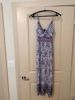 Angie Women’s Purple & Blue Floral Maxi Dress – Size Small