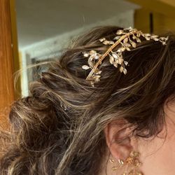 Handmade-Headcrown-Wedding Hair Piece -Tiara-And Earrings Set 