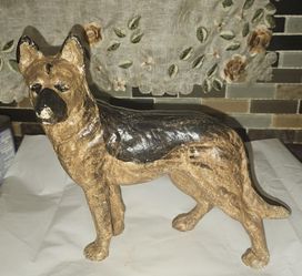 Antique Cast Iron German Shepherd Dog Doorstop, approx. 8.5" T x 9" L
