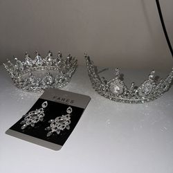 Silver Tiaras With Matching Earrings - $70!!