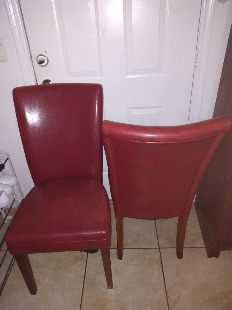 Modern Clean Red Leather Chairs- Yours Today