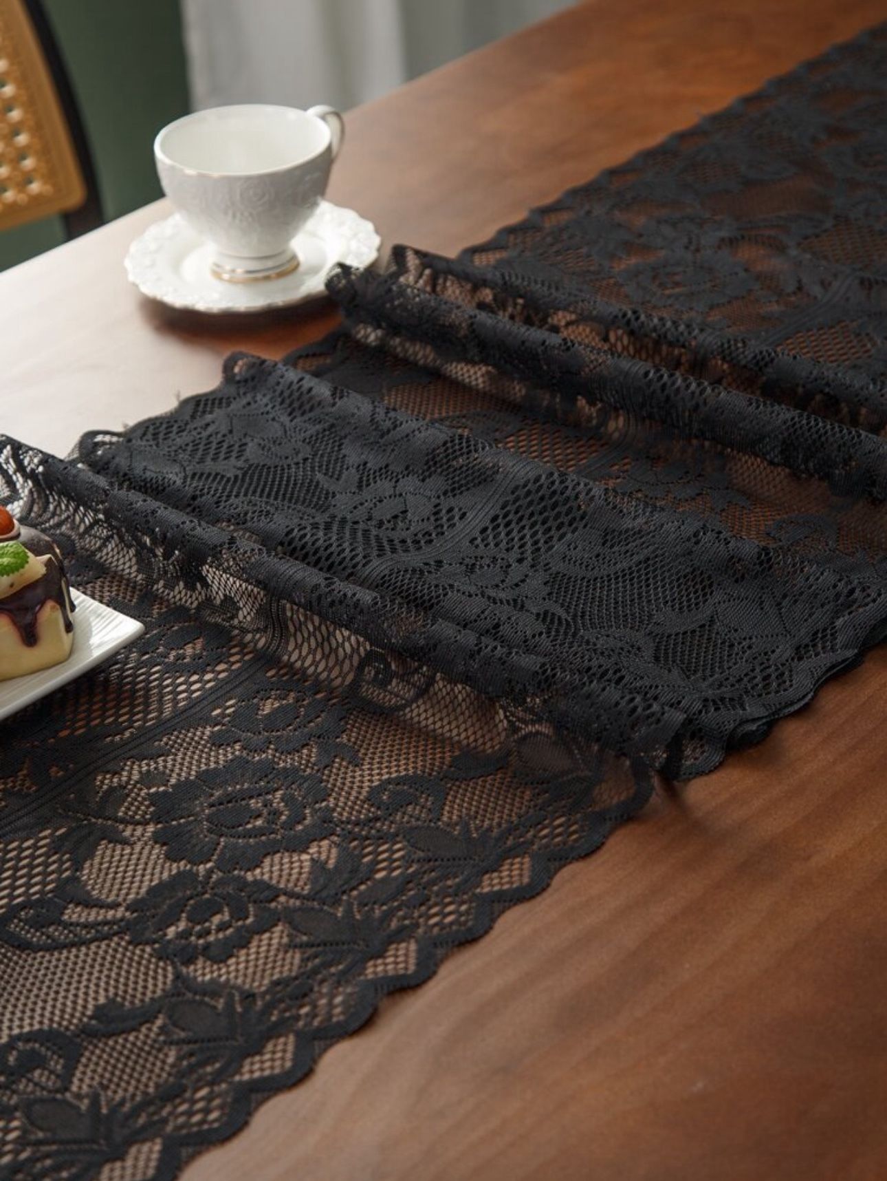 Vintage style rose floral lace table cloth 