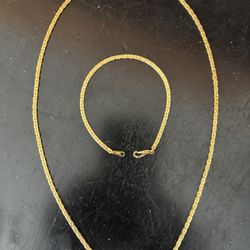14K Gold Plated  Byzantine  Necklace and Bracelet 