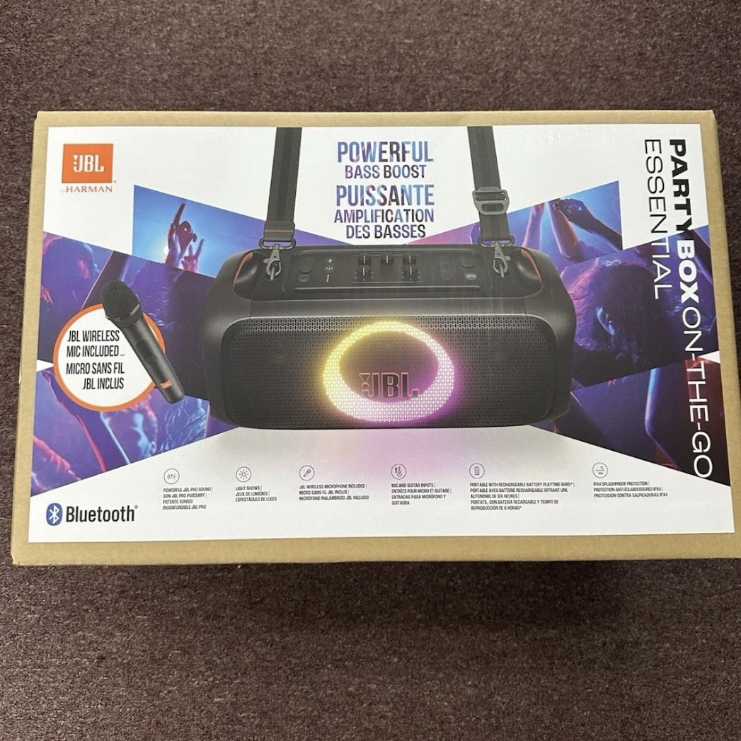 JBL - PartyBox On-The-Go Essential Portable Wireless Party Speaker  Wireless Mic