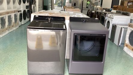 Washer and dryer electric top load LG black SS