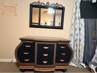Custom 6 drawer dresser and mirror