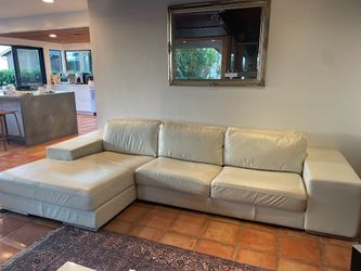 White leather sectional sofa from The One