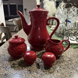 Princess House Pavillion Teapot, Sugar & Creamer, Salt & Pepper Shaker Set