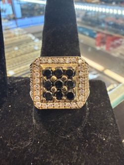 10KT Gold Ring W/ Diamonds & Onyx 42000-1