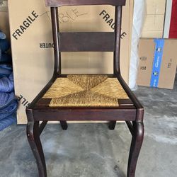 Antique Walnut and Rush Seat Chair