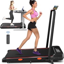 Walking Pad with Incline, Under Desk Treadmill for Home Office, Walking Pad with Handle Bar, 3 in 1 Folding Treadmill with LED Display Wristband Remot