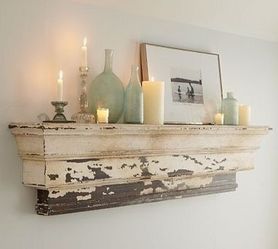 Rare 66" Pottery Barn Decorative Ledge Mantel Shelf