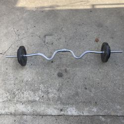 Adjustable Curl Bar With Weights 