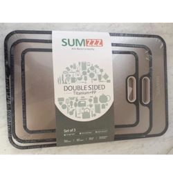 Double Sided Cutting Board Set- Titanium/PP