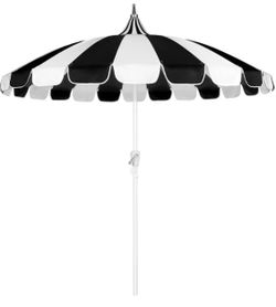 Gorgeous 8Ft Patio Pagoda Umbrella, UV Protect Pool Umbrellas - Black and White.